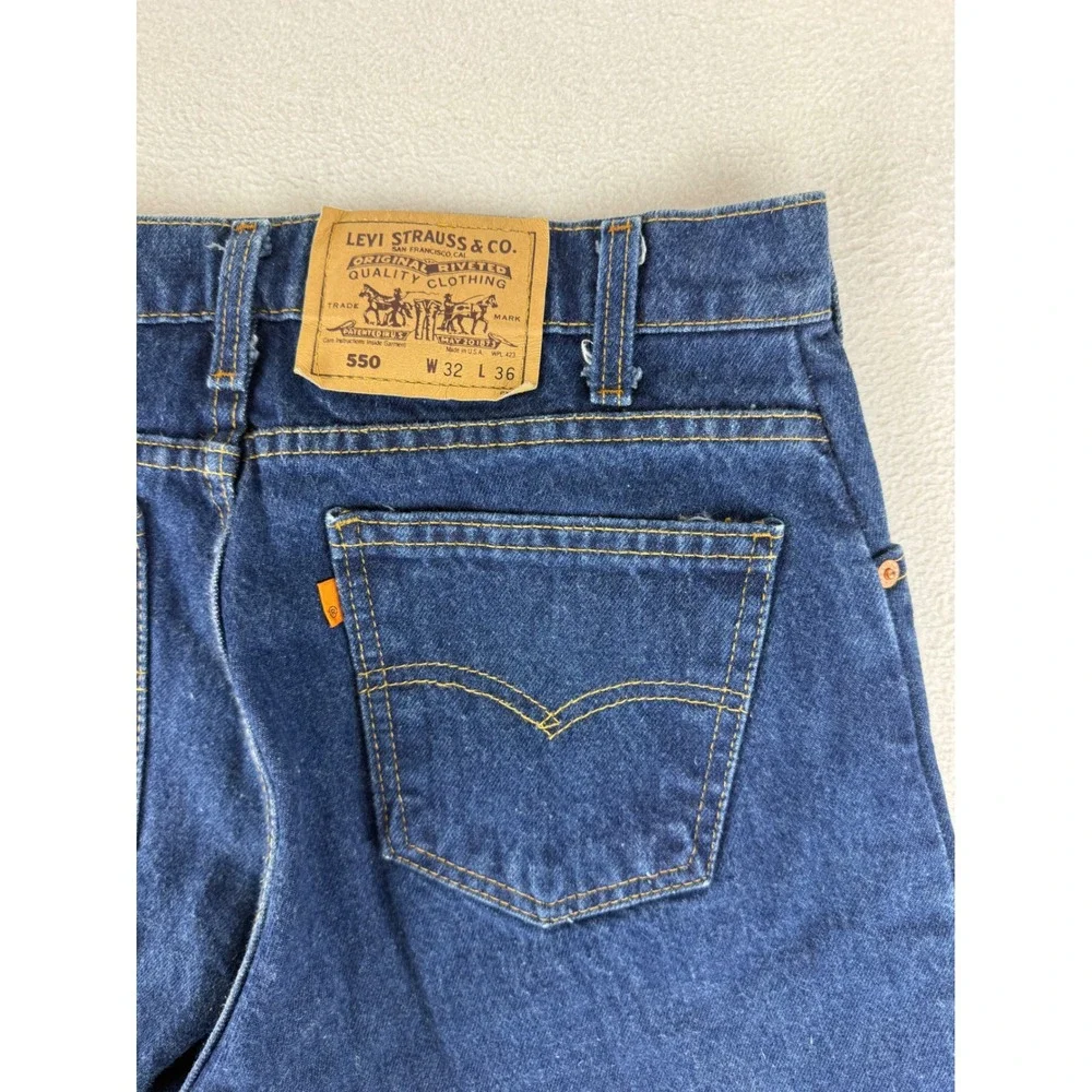 Vintage Levi's 550 Orange Tab Jeans Mens 32x36 Blue Relaxed Tapered Leg Made USA